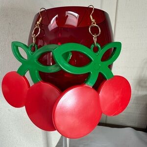 Big huge double cherry earrings